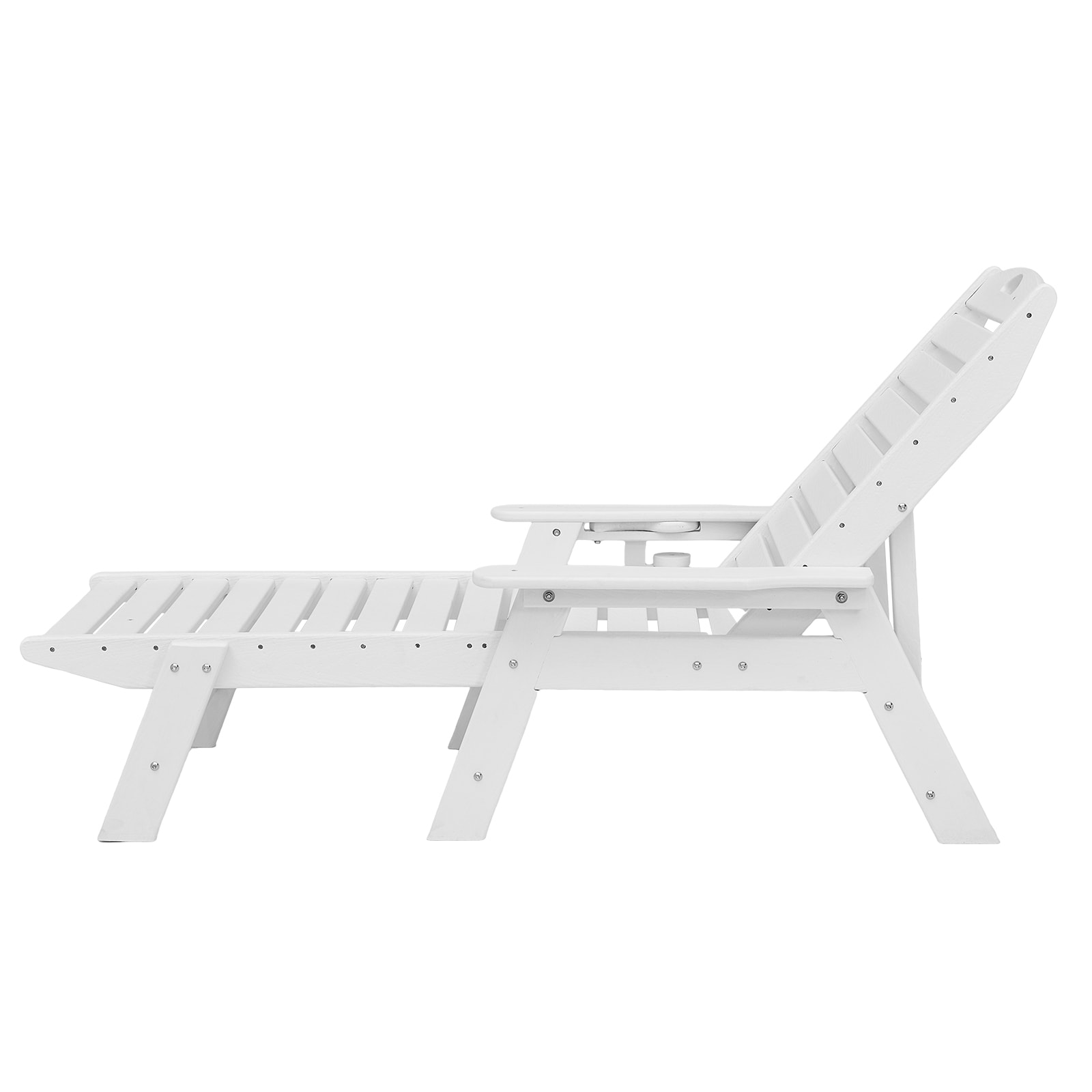 Outdoor Chaise Lounge Chair 6 Position Adjustable Reclining Bench Lounger White_maomaolike.com